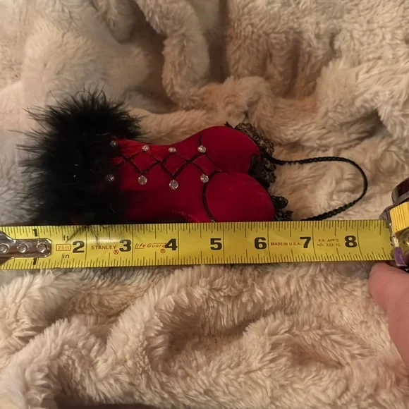 Velvet lingerie Hanging ornamental - red velvet, sequins, lace, rhinestones - Picture 4 of 4